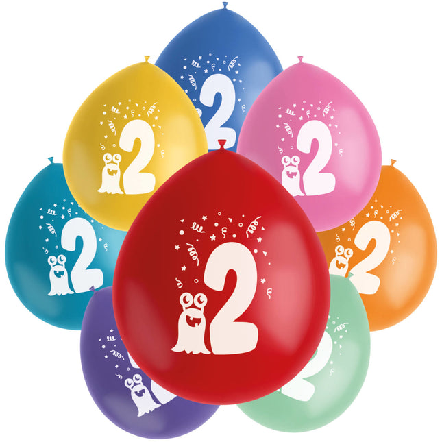 Palloncini 2 anni colorati 23cm 8pz