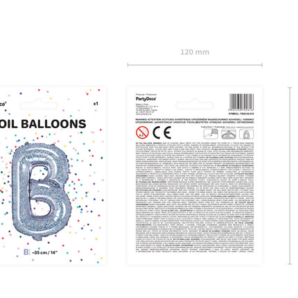 Palloncino in foil Lettera B Olografica Vuoto 35cm