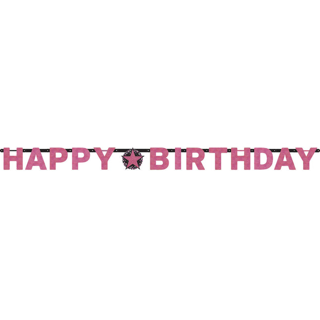 Ghirlanda di lettere di compleanno Happy Birthday Pink 2,13 m