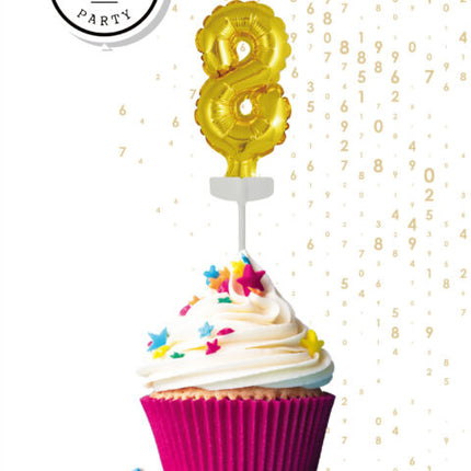 Palloncino in foil 8 anni Gold Cake topper 12,5 cm