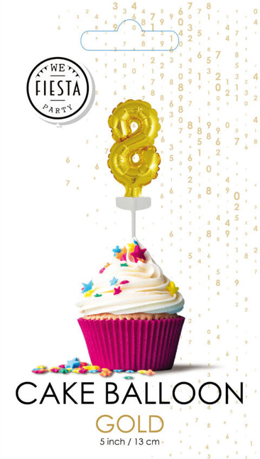 Palloncino in foil 8 anni Gold Cake topper 12,5 cm