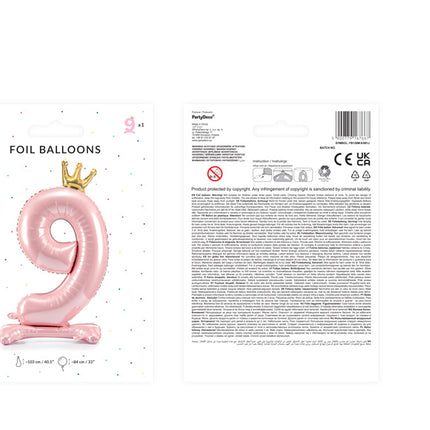 Palloncino Foil Figura 9 Rosa Chiaro Standard Vuoto 70cm