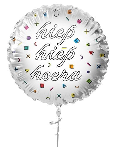 Palloncino ad elio Hip Hip Hooray Bianco Vuoto 45cm