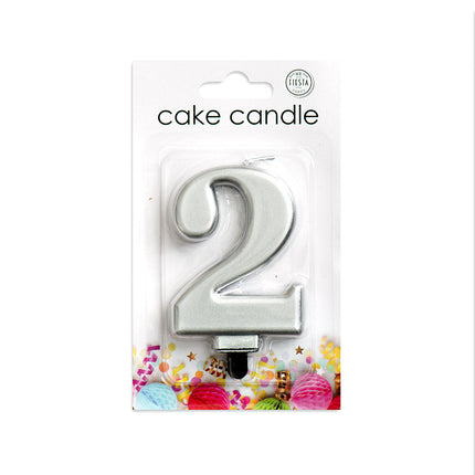 Candela 2 Anni Argento Metallizzato 8cm