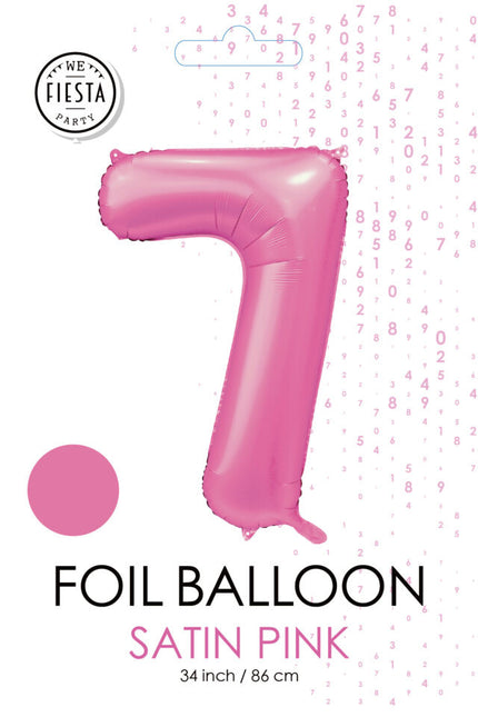 Palloncino a forma di figura rosa 7 anni lucido 86 cm