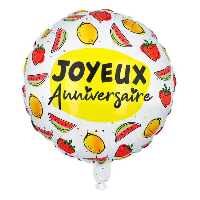 Palloncino ad elio Fruit Joyeux Anniversaire vuoto 45 cm