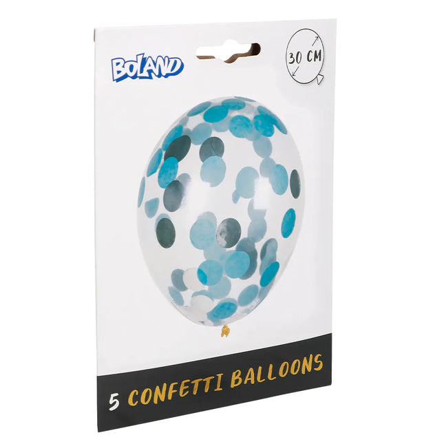 Palloncini a coriandoli blu argento 30cm 5pz