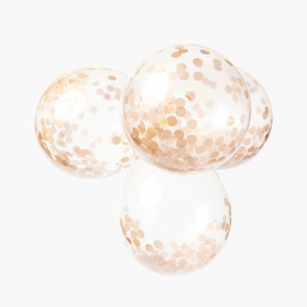 Palloncini con coriandoli oro rosa 12 cm 6 pezzi