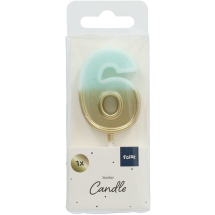 Candela 6 anni Retro Verde Menta 5cm