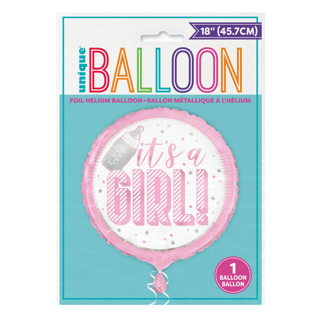 Palloncino ad elio nascita It's A Girl rosa 45 cm vuoto