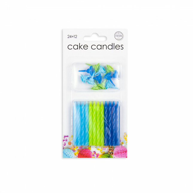 Candele Blu Verde 6cm 24pz