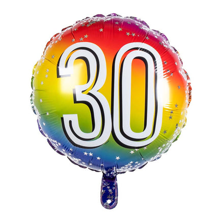 Palloncino numero arcobaleno 30 anni 45 cm