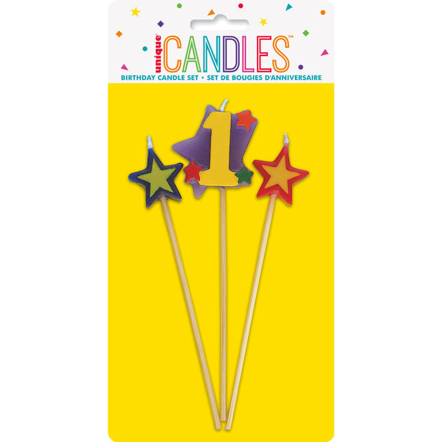 Set di candele 1 anno Stelle 26cm 3 pezzi