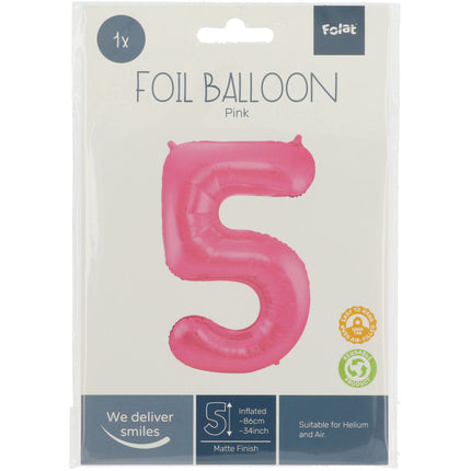 Palloncino Foil Figura 5 Matt Pink XL 86cm vuoto