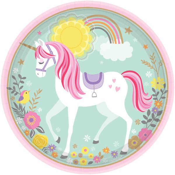 Piatti Unicorno di carta 23cm 8pz