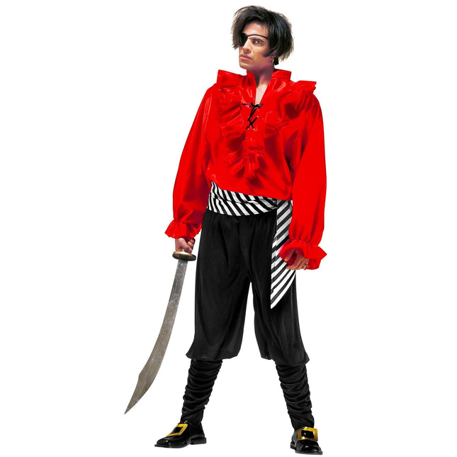 Costume da pirata rosso nero uomo