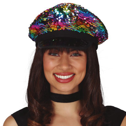 Cappello della polizia con paillettes colorate