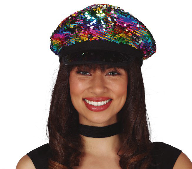 Cappello della polizia con paillettes colorate