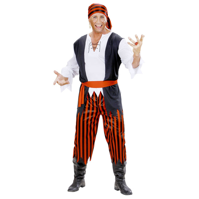 Costume da pirata nero rosso uomo a righe