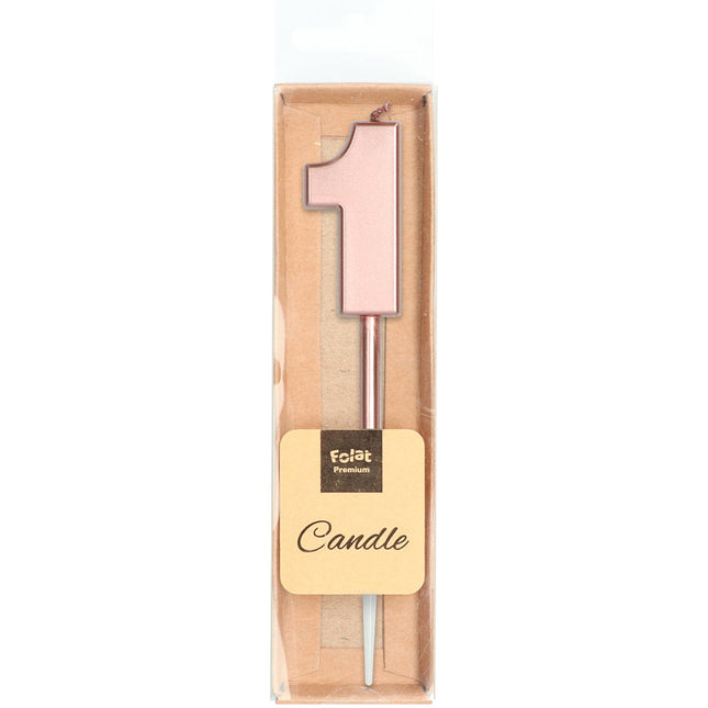 Candela Figura 1 Oro Rosa Metallizzato 15 cm