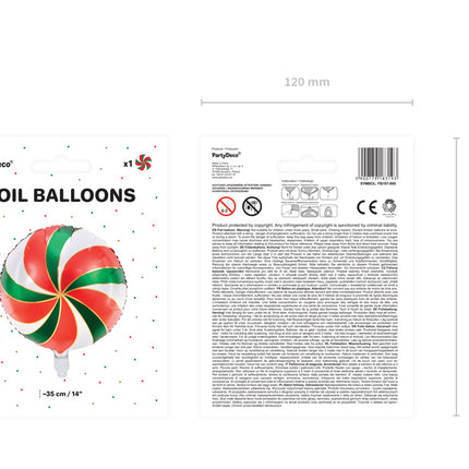 Palloncino ad elio Candy Verde Rosso Vuoto 35cm