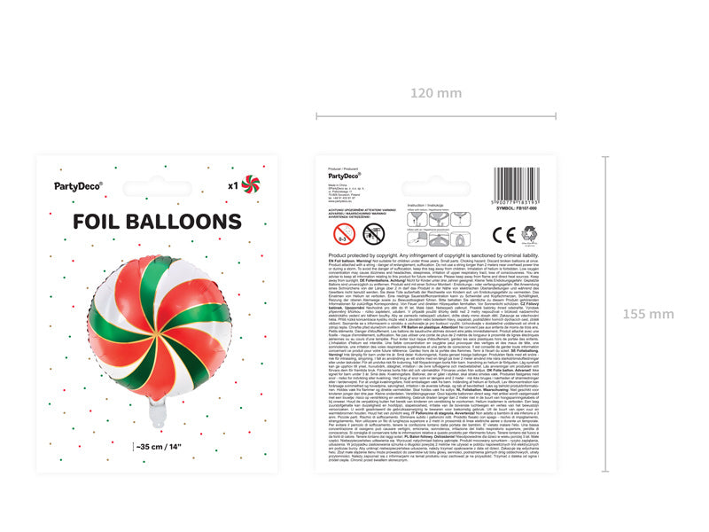 Palloncino ad elio Candy Verde Rosso Vuoto 35cm