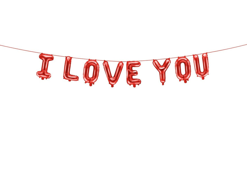 Foil balloon I Love You, 260x40 cm, red - Partywinkel - 5904555013001