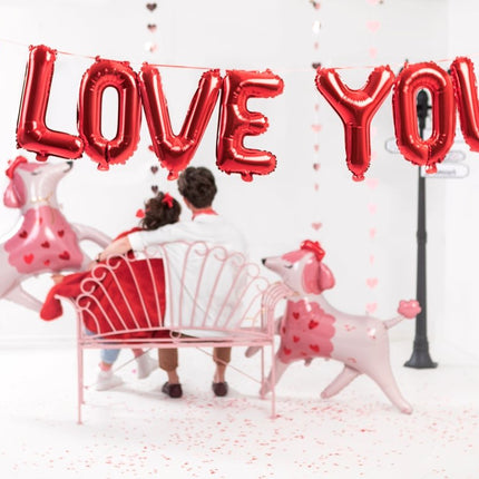 Foil balloon I Love You, 260x40 cm, red - Partywinkel - 5904555013001