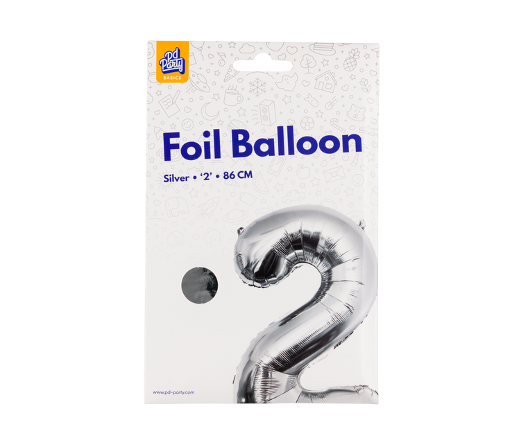 Palloncino in foil 86 cm No.2 Argento