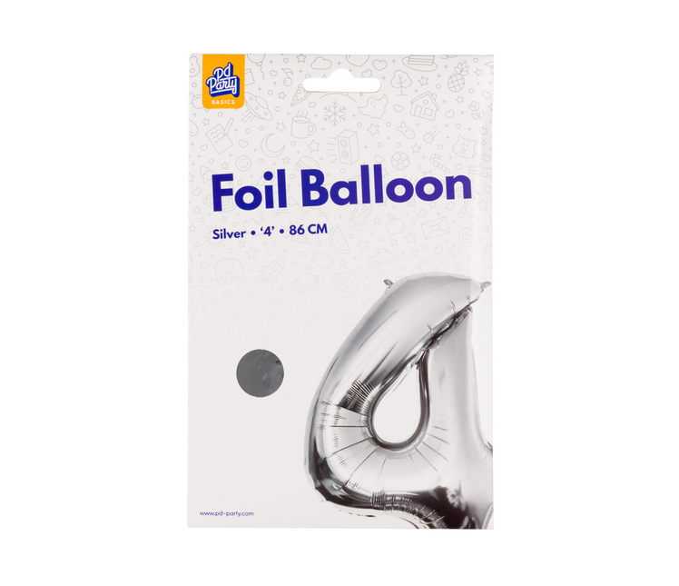 Palloncino in foil 86 cm No.4 Argento