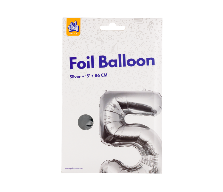 Palloncino in foil 86 cm No.5 Argento