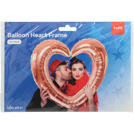 Folieballon Hartvormige Fotolijst Rosé Goud - 80x70cm - Partywinkel - 8714572618113