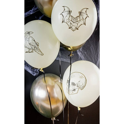 Halloween Ballonnen Wit Zilver 33cm 6st - Partywinkel - 8714572238878