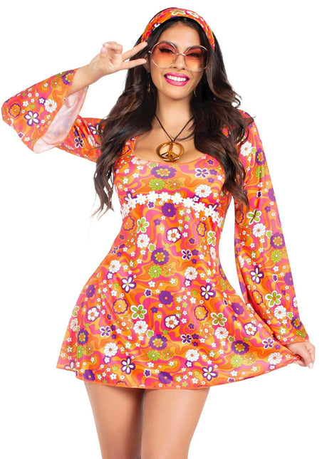 Hippie 60S Jurk Dames Bloemen Leg Avenue - Partywinkel - 714718571614