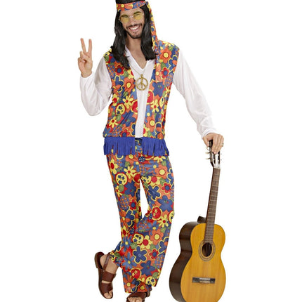 Hippie 60S Kostuum Heren Bloemen - Partywinkel - 8003558352517