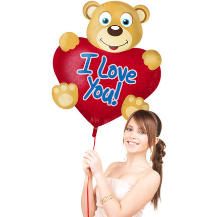 I love You Teddybeer Folieballon - 80 x 57 cm - Partywinkel - 8714572617925