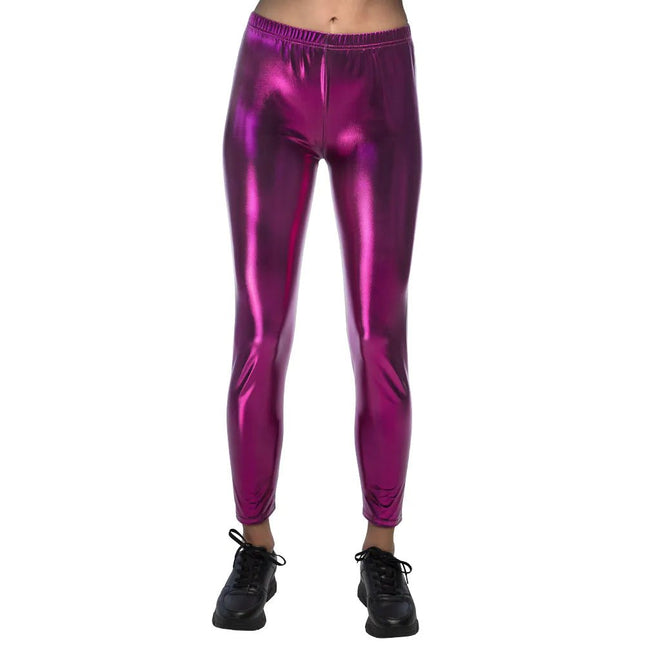 Legging Metallic Paars - Partywinkel - 8712026023681