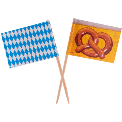 Oktoberfest Cocktailprikkers 14cm 50st - Partywinkel - 8714572615648