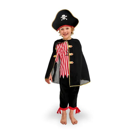 Piratenkostuum met cape, mix, maat 116 - 128 cm - Partywinkel - 5904555044227