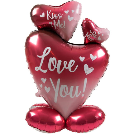 Staande Folieballon - Ombre Love - 3 harten - 77 cm - Partywinkel - 8714572637930