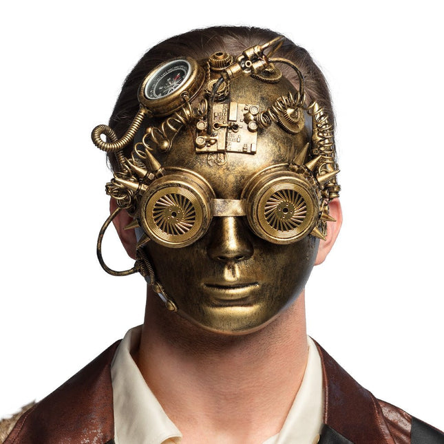 Steampunk Masker Goud Kompas - Partywinkel - 8712026544995