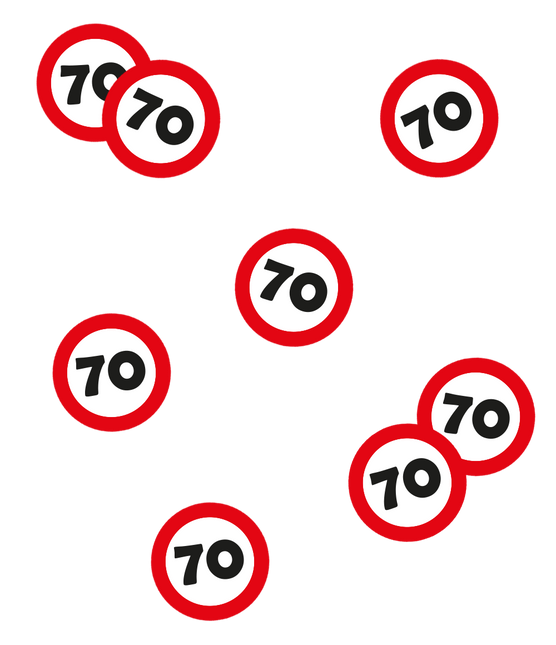 Coriandoli da tavolo 70 anni Cartello stradale 2,5cm