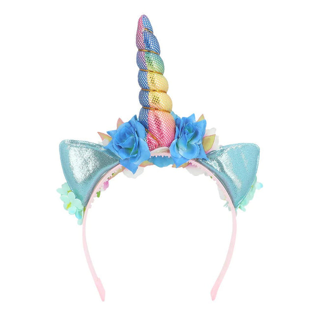 Unicorn Haarband Gekleurd Met Bloemen - Partywinkel - 8712026500328