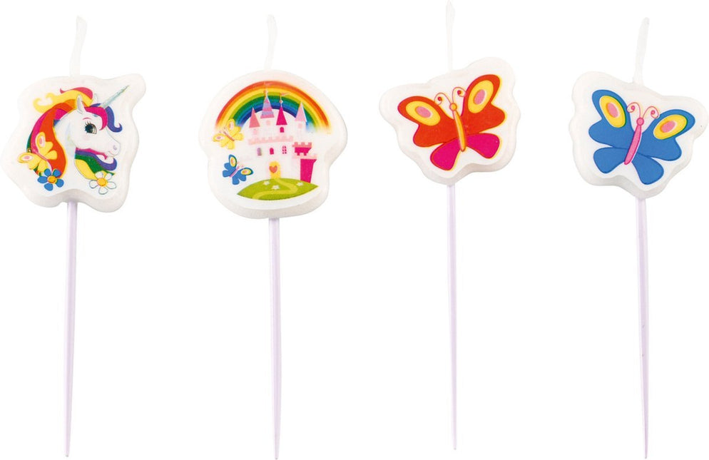 Unicorn Kaarsjes 7,5cm 4st - Partywinkel - 013051738907