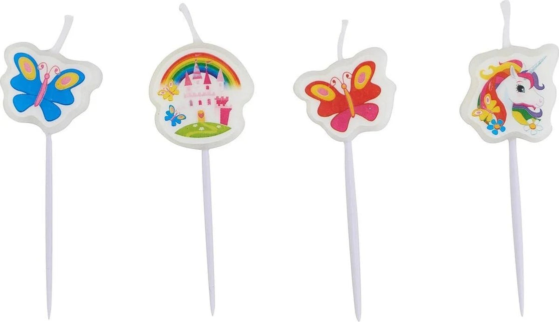 Unicorn Kaarsjes 7,5cm 4st - Partywinkel - 013051738907