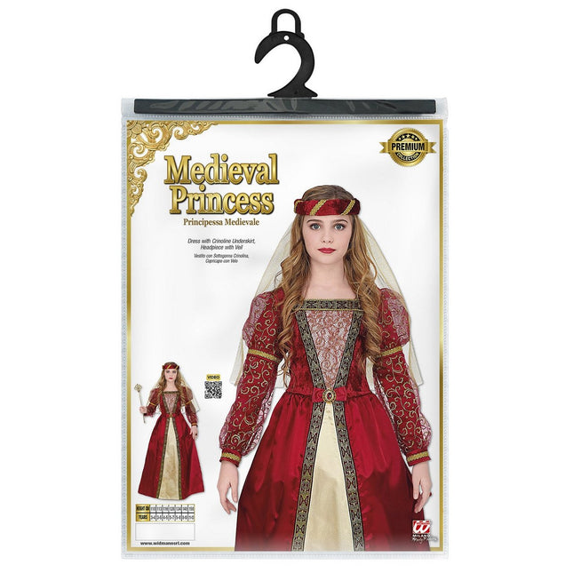 Costume da principessa medievale rosso per bambina